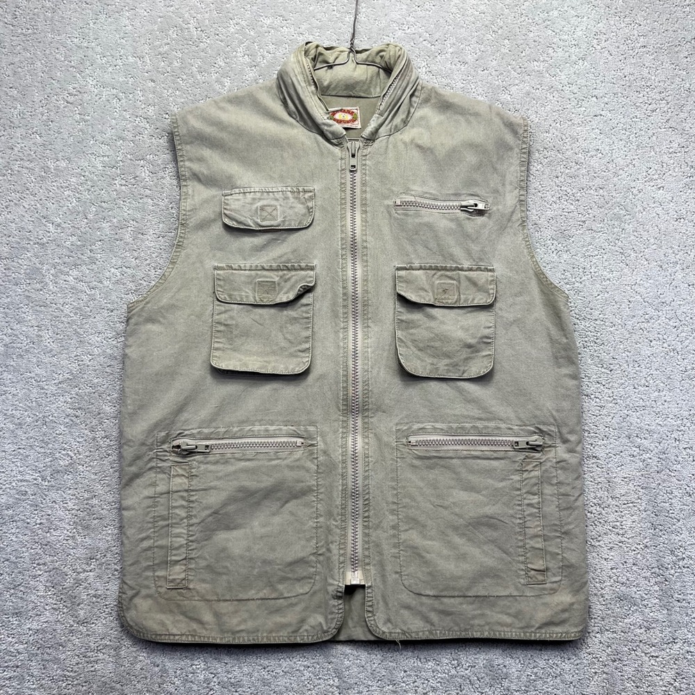 VINTAGE Banana‎ Republic Vest Mens L Canvas Safari Utility Fishing Multi-Pocket